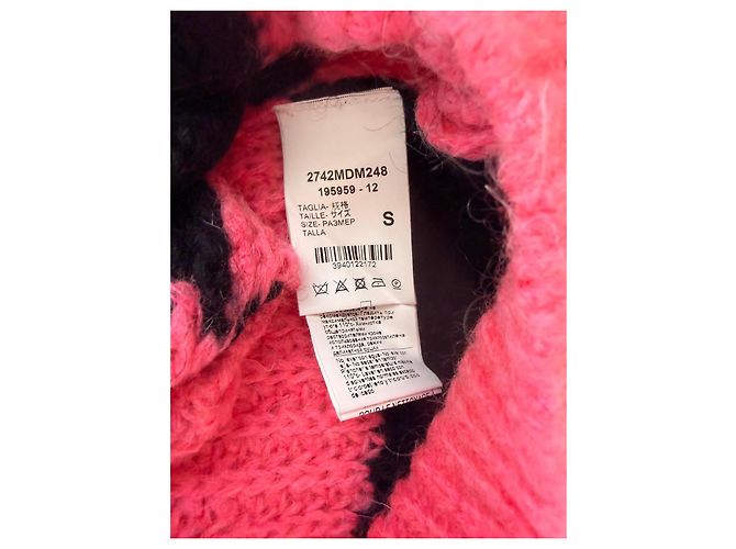 MSGM Pink and Black Checkered Mohair Blend Sweater Dress - view 7