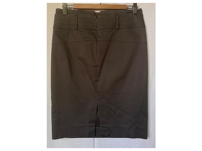 Autre Marque Gunex Brauner Bleistiftrock aus Stretch-Baumwolle - Ansicht 4