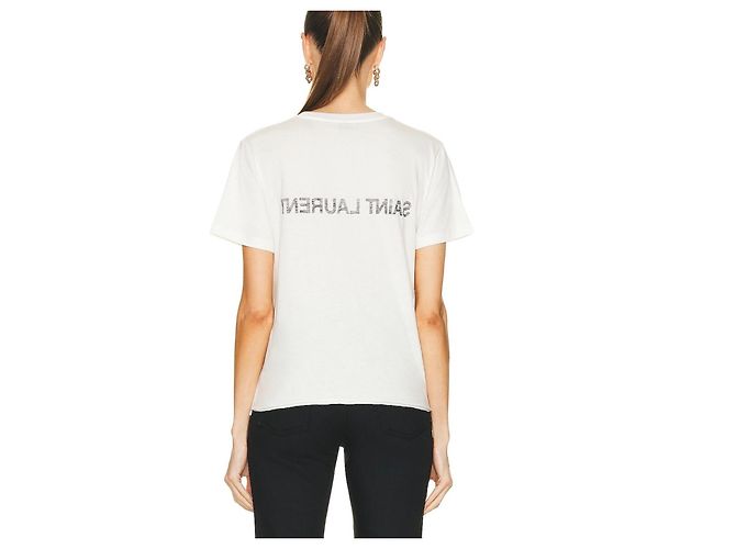 Autre Marque T-shirt Saint Laurent Bianca in Cotone - vista 3