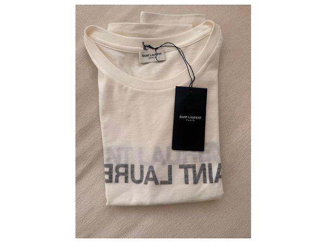Autre Marque T-shirt Saint Laurent Bianca in Cotone - vista 4