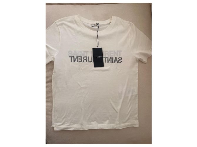 Autre Marque T-shirt Saint Laurent Bianca in Cotone - vista 5