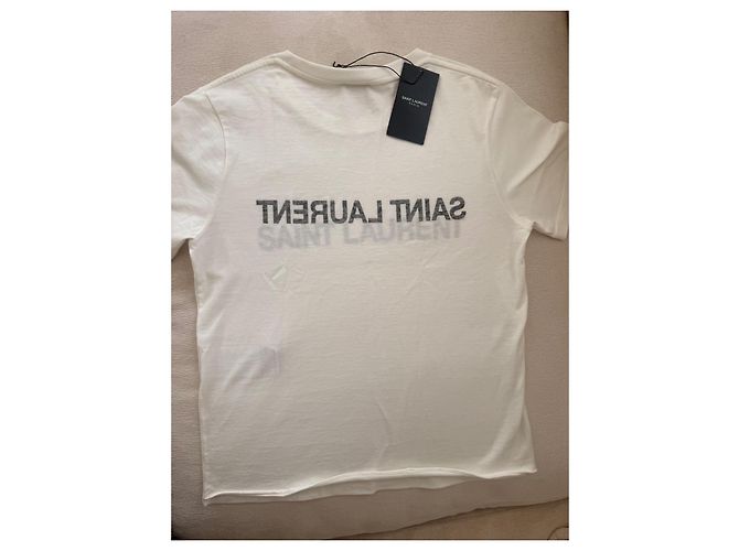 Autre Marque T-shirt Saint Laurent Bianca in Cotone - vista 9