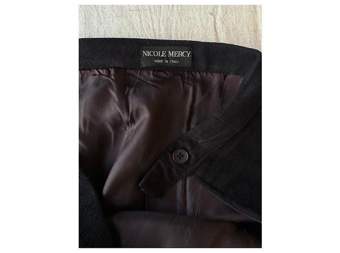 Autre Marque Falda recta de lana negra Nicole Mercy - vista 2