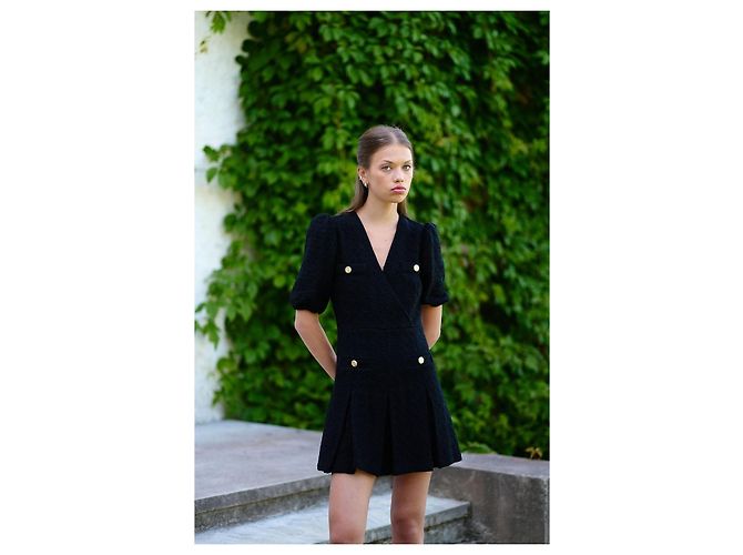Maje Riolette Tweed-Kleid Schwarz - Ansicht 8