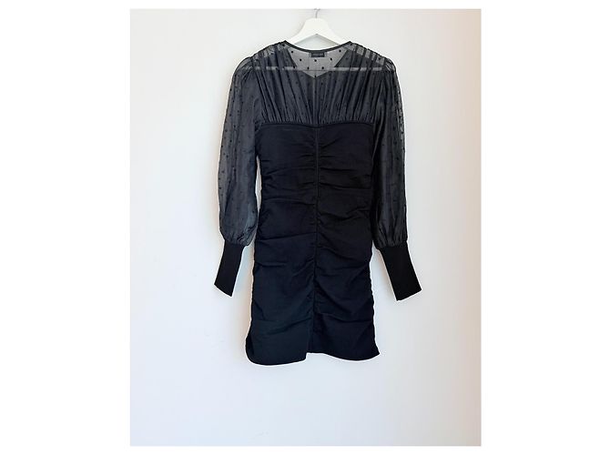 Sandro Vestido Balmora Negro de Mangas Transparentes - vista 2