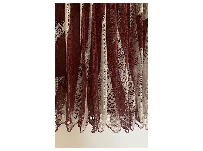 Autre Marque Natan Gonna lunga plissettata in pizzo bordeaux e crema - vista 4
