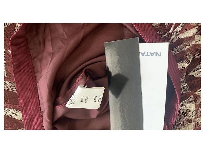 Autre Marque Natan Gonna lunga plissettata in pizzo bordeaux e crema - vista 7