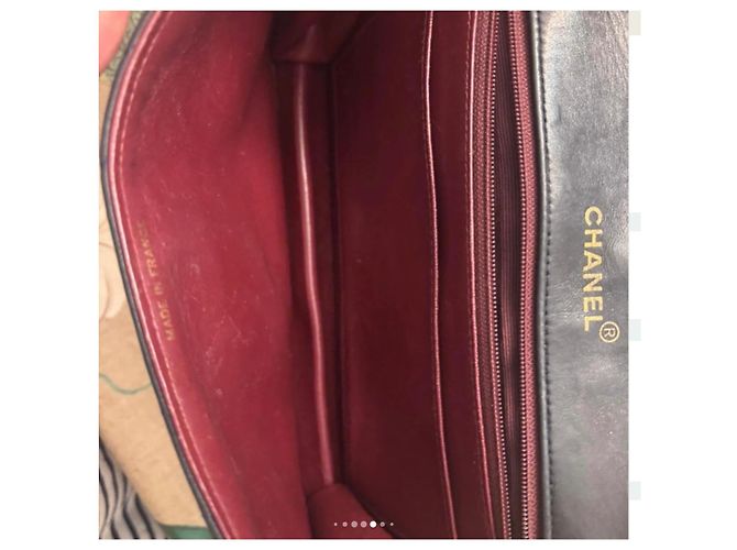Bolsa Chanel Clássica Preta Couro Chevron - vista 10
