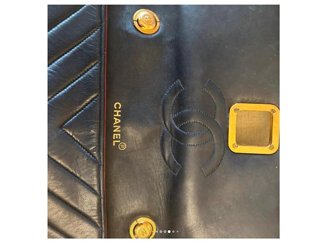 Bolsa Chanel Clássica Preta Couro Chevron - vista 8