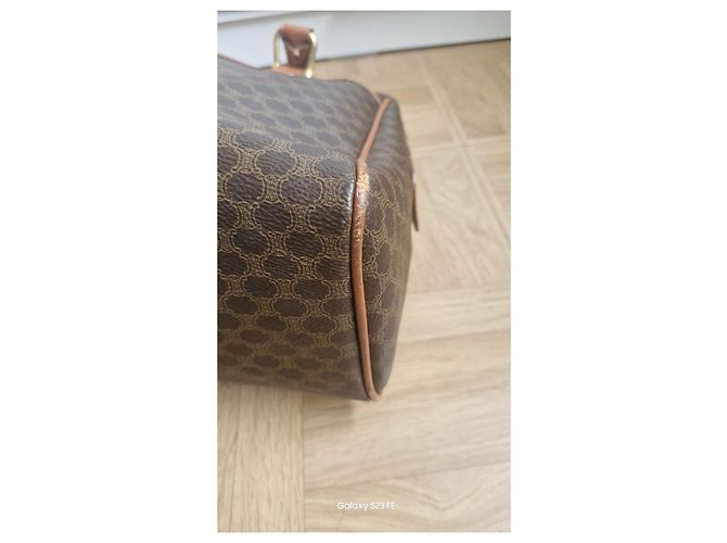 Céline Sac bowling Celine en toile enduite marron - vue 10