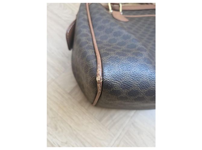 Céline Sac bowling Celine en toile enduite marron - vue 12