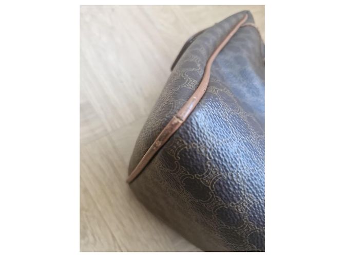 Céline Sac bowling Celine en toile enduite marron - vue 13