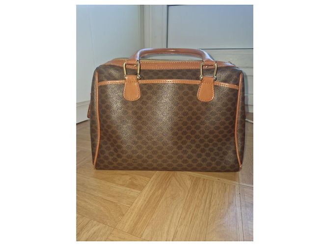 Céline Sac bowling Celine en toile enduite marron - vue 2