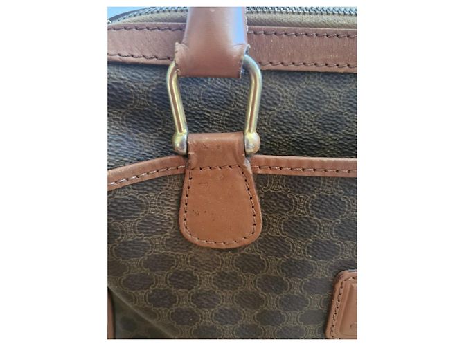 Céline Sac bowling Celine en toile enduite marron - vue 3