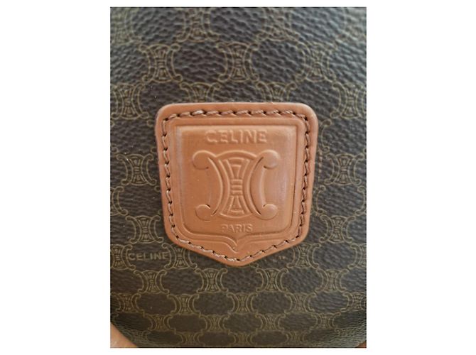 Céline Sac bowling Celine en toile enduite marron - vue 4