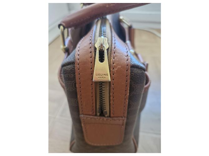 Céline Sac bowling Celine en toile enduite marron - vue 5