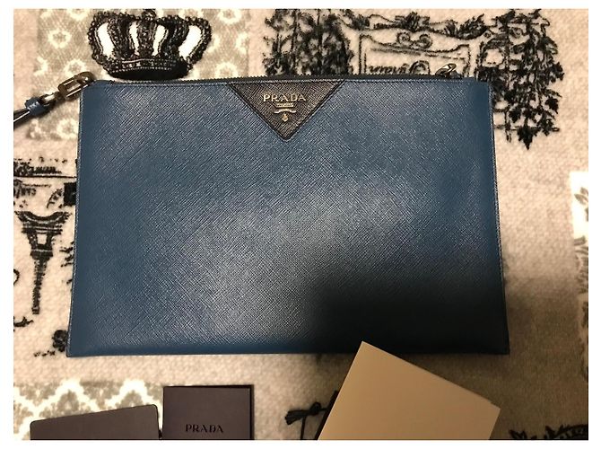 Prada blue leather pochette - view 2