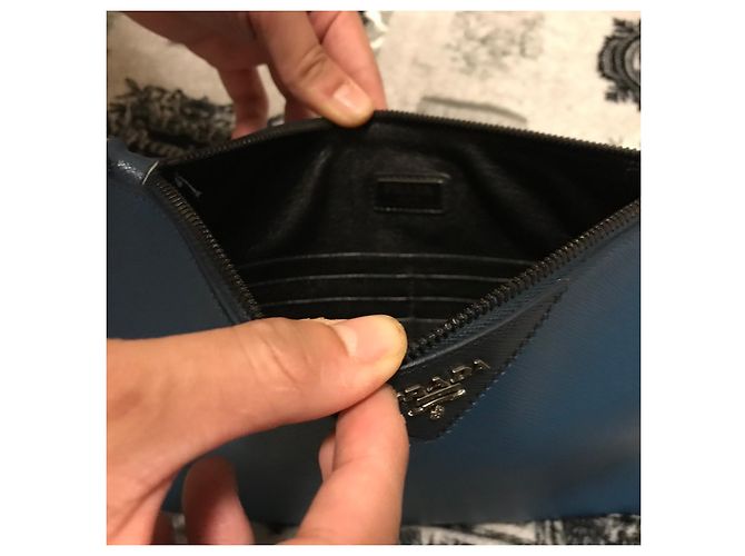 Prada blue leather pochette - view 4