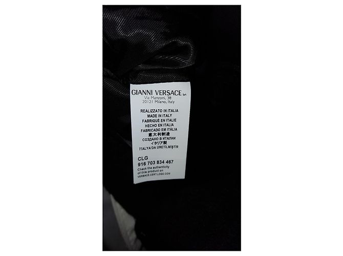 Versace Cappotto in pelle scamosciata nera con bottoni dorati - vista 4