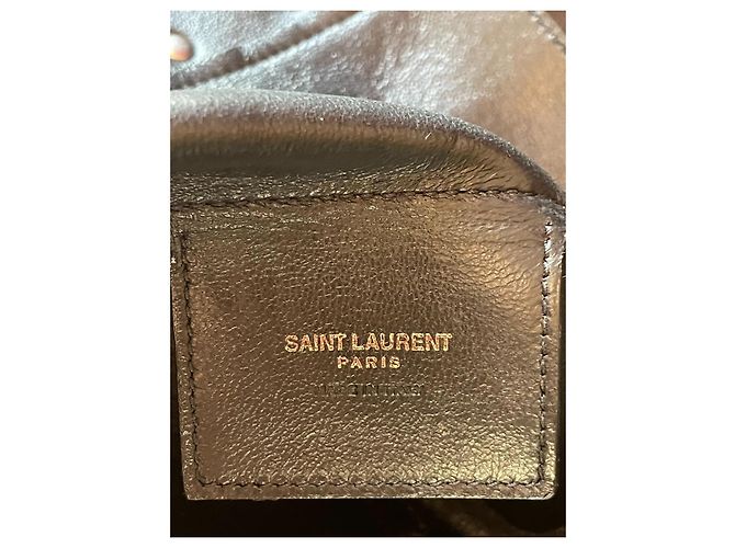 Autre Marque Borsa Saint Laurent Shopper in camoscio nero con borchie - vista 7