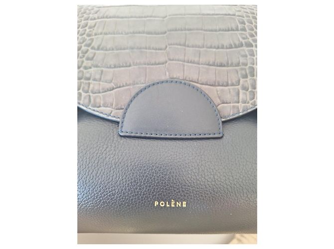 Bolsa Polène em couro azul marinho - vista 3
