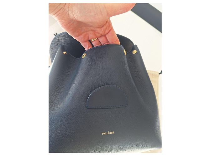 Bolsa Polène em couro azul marinho - vista 4