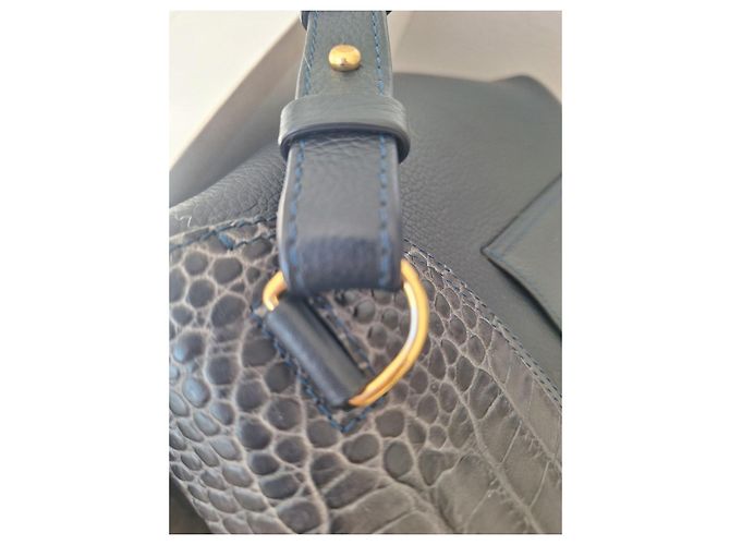 Bolsa Polène em couro azul marinho - vista 9