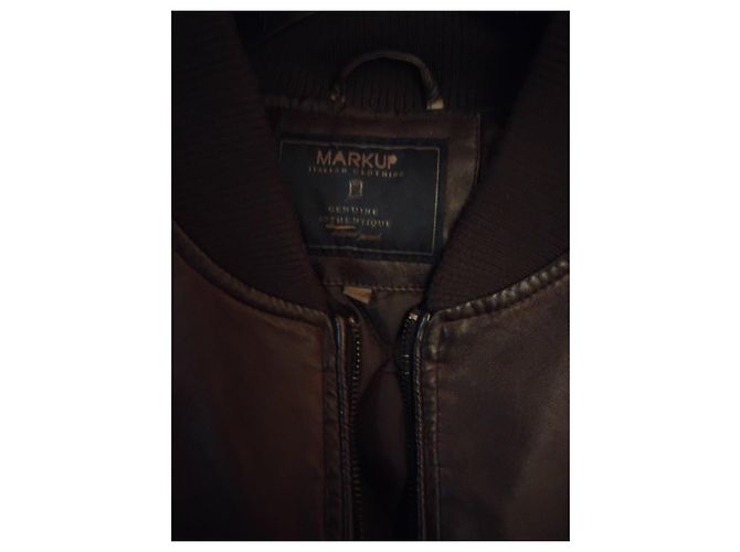 Autre Marque MARKUP Men's Brown Leather Bomber Jacket - view 2