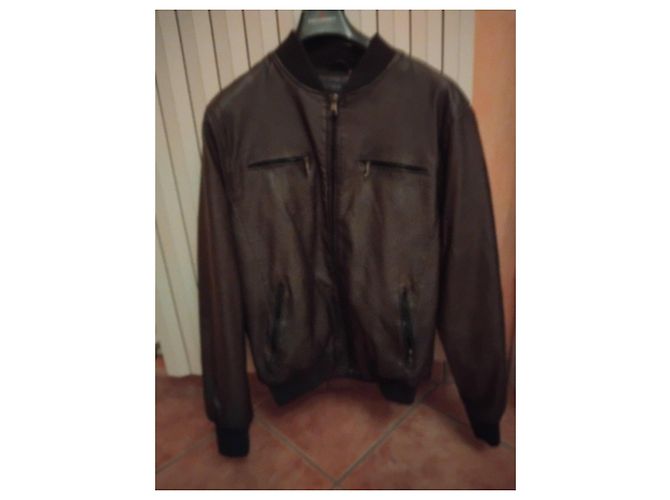 Autre Marque MARKUP Men's Brown Leather Bomber Jacket - view 3