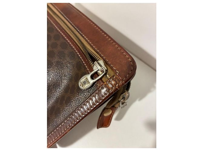 Bolsa de mão em couro marrom Céline Macadam - vista 11