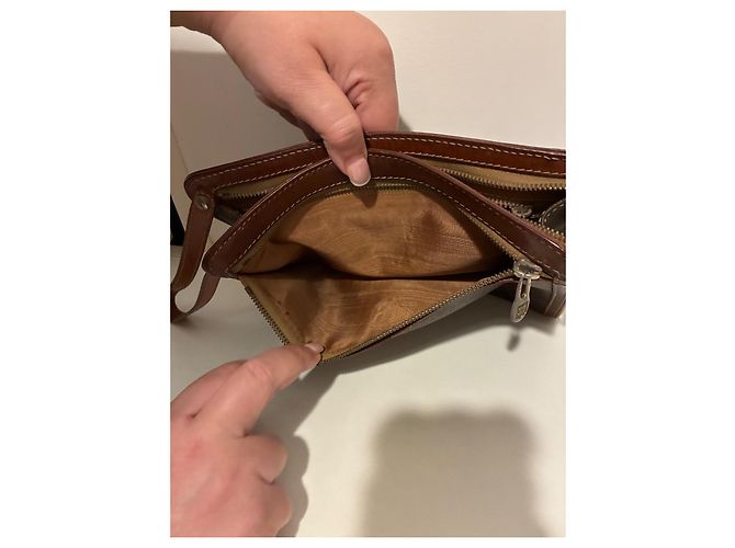 Bolsa de mão em couro marrom Céline Macadam - vista 7