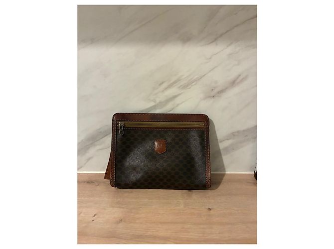 Bolsa de mão em couro marrom Céline Macadam - vista 8