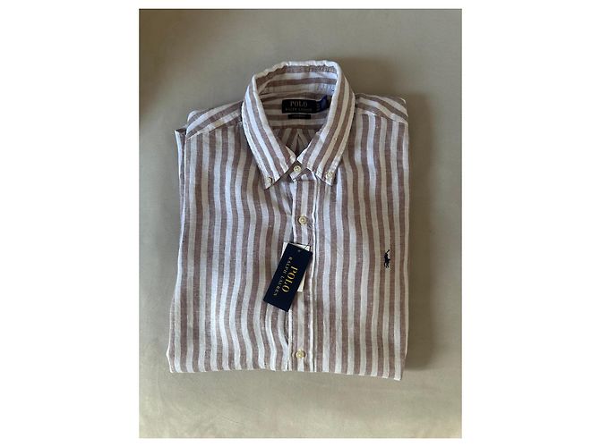 Camicia in lino a righe Polo Ralph Lauren nuova - vista 10