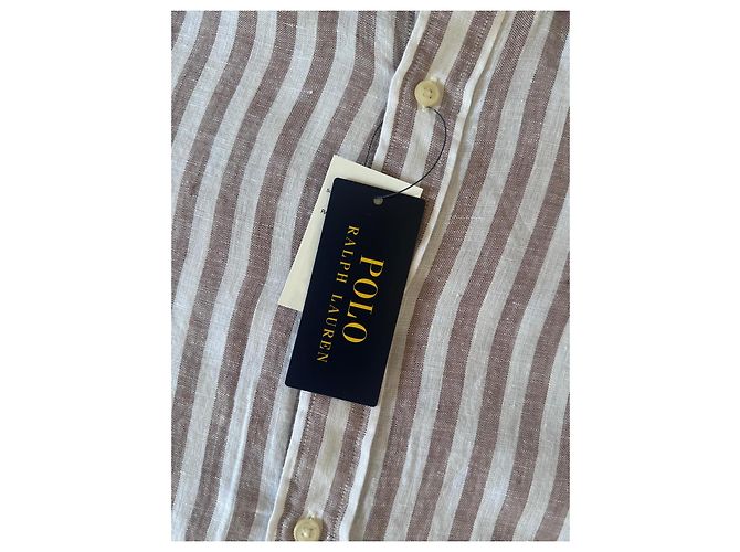 Camicia in lino a righe Polo Ralph Lauren nuova - vista 3