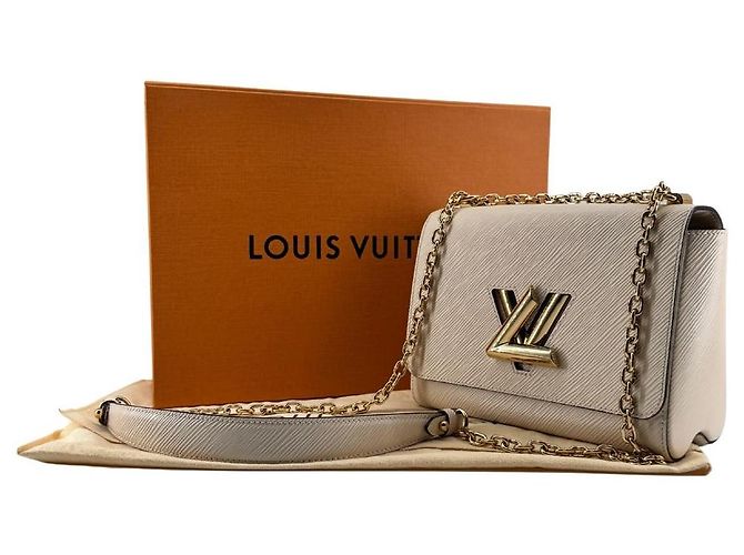 Borsa Louis Vuitton Twist MM in Pelle Epi Crema - vista 13