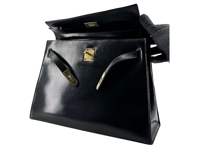 Hermès Kelly 32 Sellier — Cuir Box Noir, 1966 - vista 11