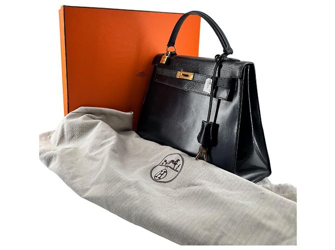 Hermès Kelly 32 Sellier — Cuir Box Noir, 1966 - vista 14