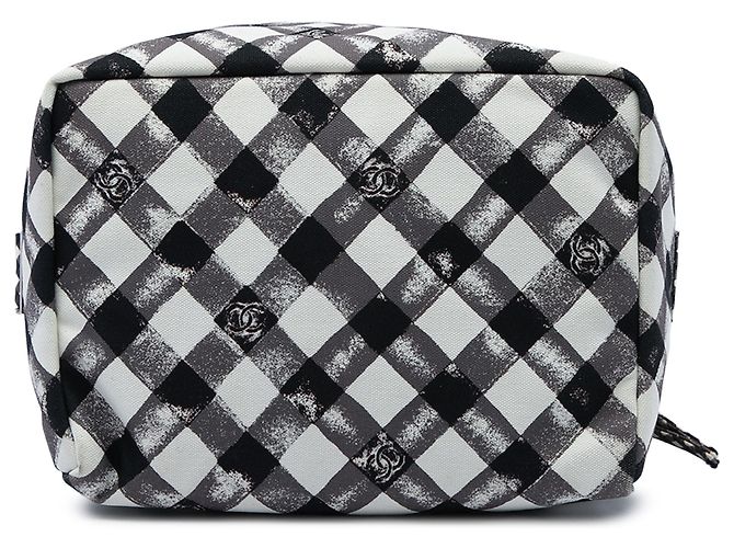 Chanel Lunch Box Schultertasche aus schwarzem CC Canvas Gingham - Ansicht 3
