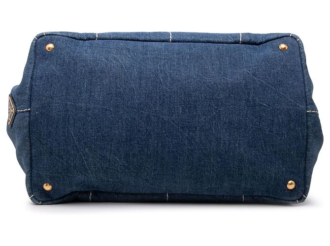 Tote Prada Blue Large Denim Canapa Logo Azul - vista 3