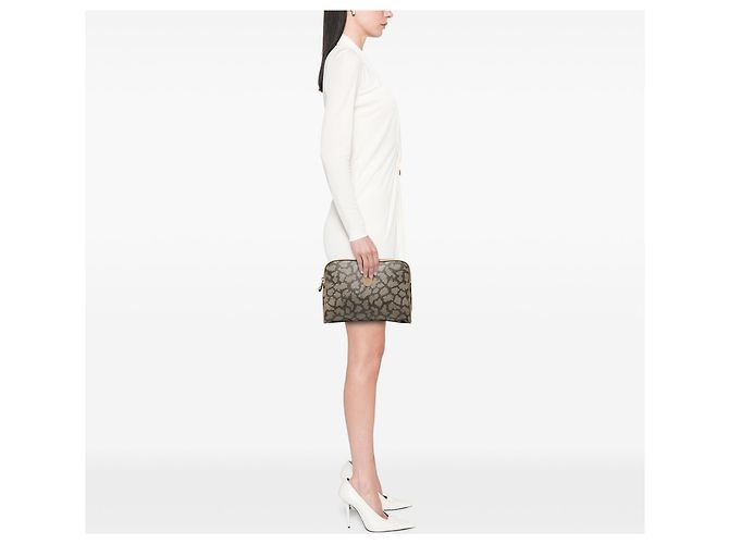 Autre Marque Neceser Saint Laurent de lona revestida gris con estampado de jirafa - vista 6