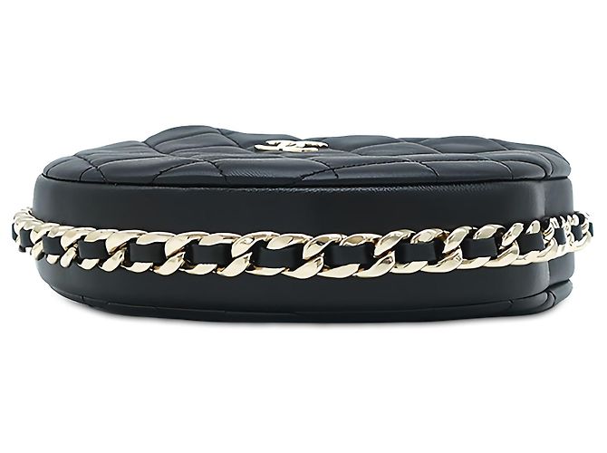 Chanel Pochette Mini Matelassé in Pelle di Agnello Nera con Catena - vista 3