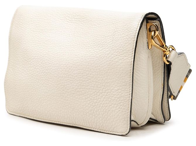 Prada White Vitello Daino Flap Crossbody - vista 2