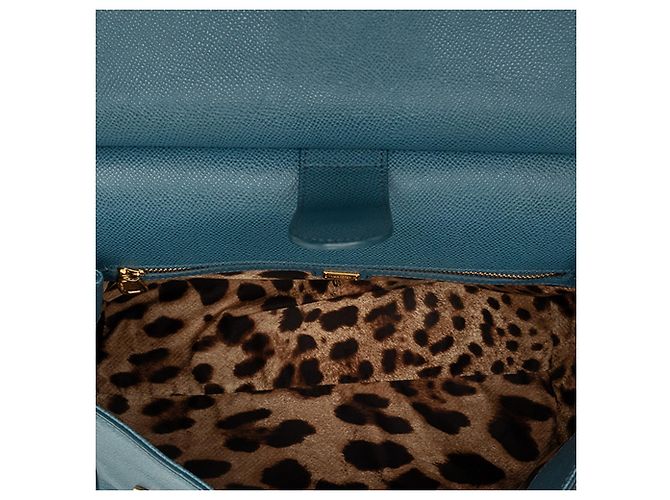 Borsa Miss Sicily Dolce & Gabbana in vitello Dauphine blu Large - vista 4