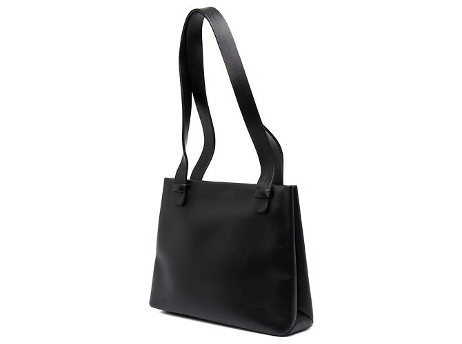 Chanel Mini Schultertasche aus schwarzem Kalbsleder mit Logo - Ansicht 2