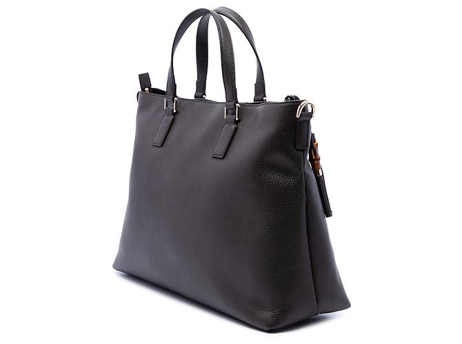 Bamboo Borsa Satchel Gucci in vitello marrone con nappa in bambù - vista 2