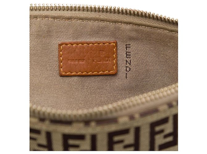Fendi Brown Zucchino Canvas Triple Strap Pochette Schultertasche - Ansicht 5