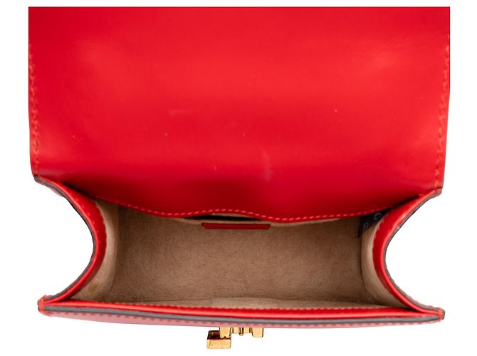 Borsa Gucci Red Mini Calfskin Web Sylvie Chain Satchel Rosso - vista 4