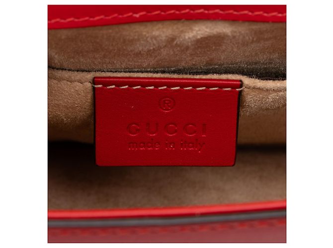 Borsa Gucci Red Mini Calfskin Web Sylvie Chain Satchel Rosso - vista 5