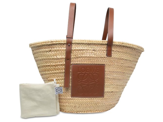 LOEWE Großer Anagram-Korb-Tote aus Raphia in Beige - Ansicht 6