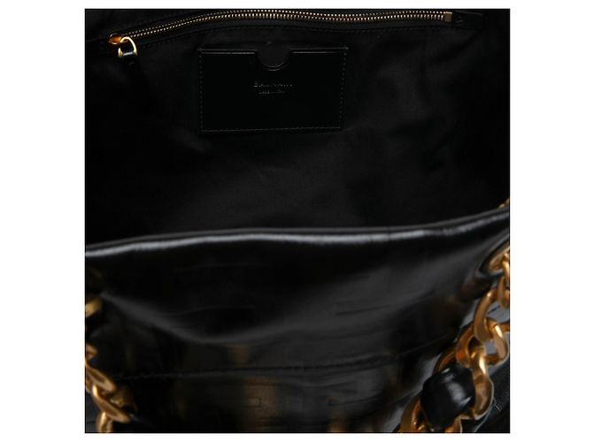 Tote Soft 1945 Balmain em couro de bezerro craquelado preto com relevo - vista 4
